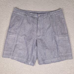 Cubavera Shorts Mens 41 Blue‎ Linen Cotton Blend Cargo Casual